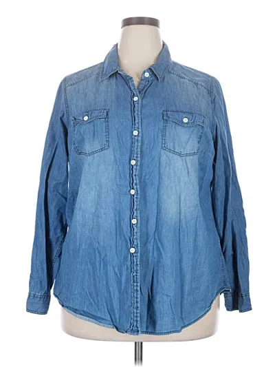 Pre-owned Torrid Long Sleeve Button Down Shirt In Blue