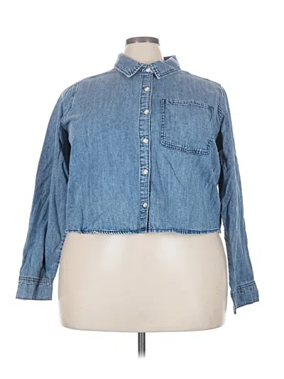 Torrid Long Sleeve Button Down Shirt In Blue