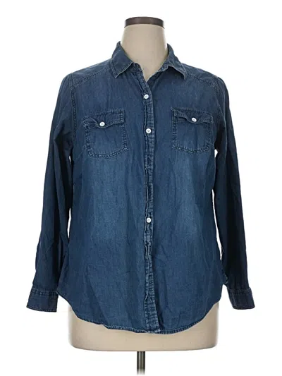 Pre-owned Torrid Long Sleeve Button Down Shirt In Blue