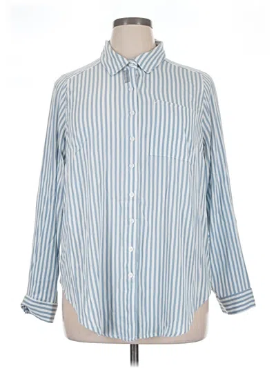 Pre-owned Torrid Long Sleeve Button Down Shirt In Blue
