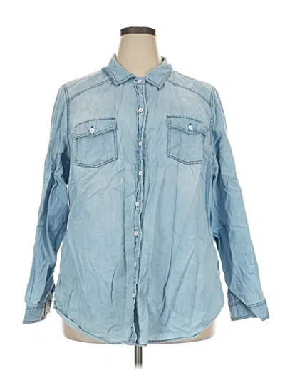 Pre-owned Torrid Long Sleeve Button Down Shirt In Blue