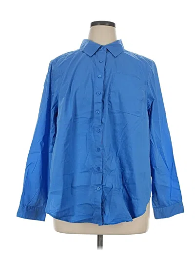 Pre-owned Torrid Long Sleeve Button Down Shirt In Blue