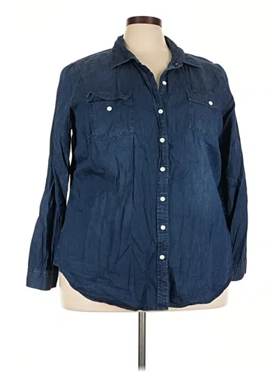 Pre-owned Torrid Long Sleeve Button Down Shirt In Blue