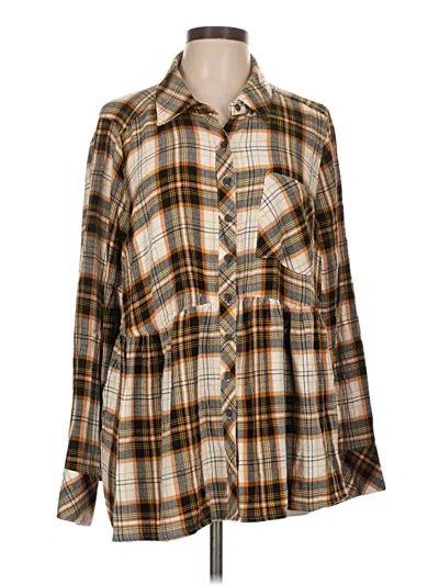 Pre-owned Torrid Long Sleeve Button Down Shirt In Brown
