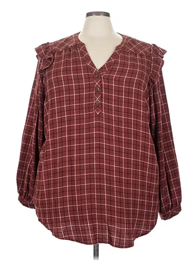 Pre-owned Torrid Long Sleeve Button Down Shirt In Brown