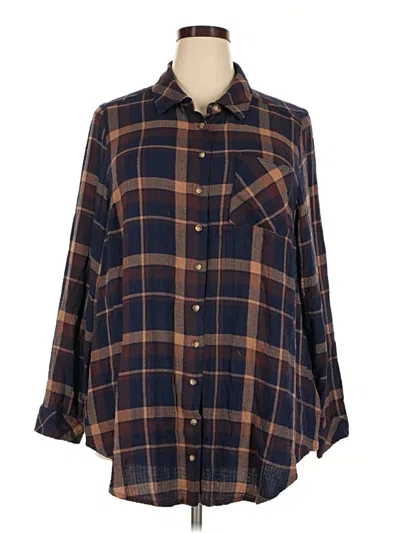 Pre-owned Torrid Long Sleeve Button Down Shirt In Brown