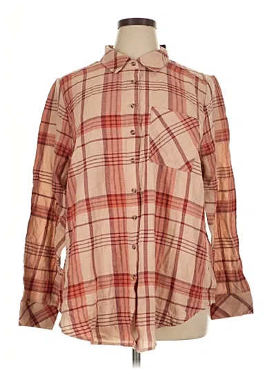 Torrid Long Sleeve Button Down Shirt In Brown