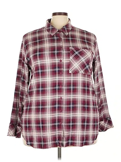 Pre-owned Torrid Long Sleeve Button Down Shirt In Burgundy