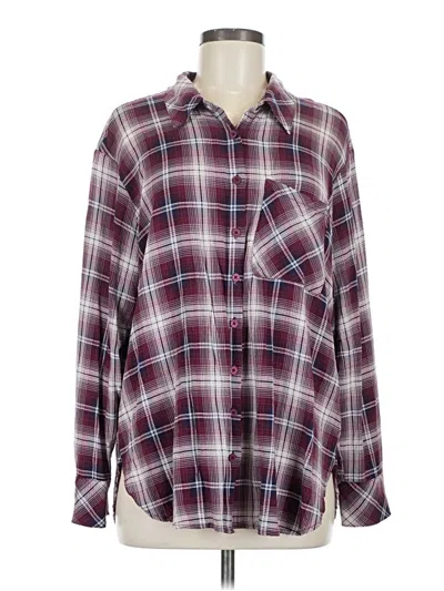 Pre-owned Torrid Long Sleeve Button Down Shirt In Burgundy