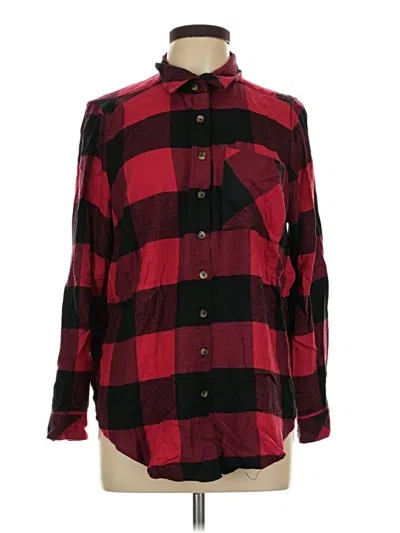Pre-owned Torrid Long Sleeve Button Down Shirt In Burgundy