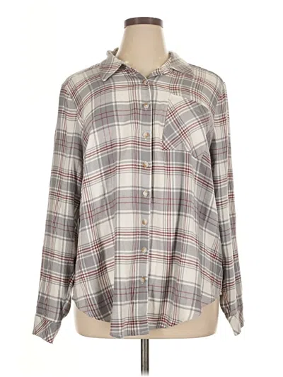 Pre-owned Torrid Long Sleeve Button Down Shirt In Gray