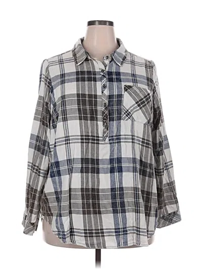 Torrid Long Sleeve Button Down Shirt In Gray