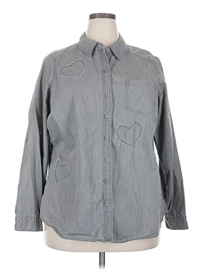 Pre-owned Torrid Long Sleeve Button Down Shirt In Gray