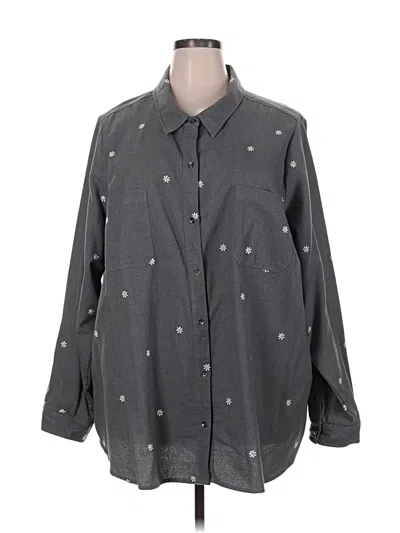 Pre-owned Torrid Long Sleeve Button Down Shirt In Gray