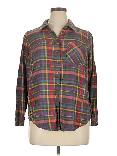 Pre-owned Torrid Long Sleeve Button Down Shirt In Gray