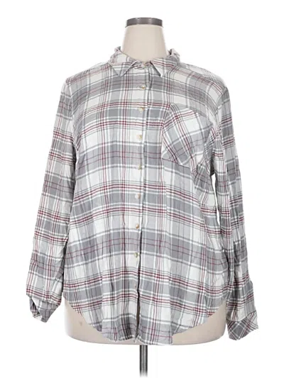 Pre-owned Torrid Long Sleeve Button Down Shirt In Gray