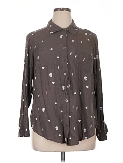 Pre-owned Torrid Long Sleeve Button Down Shirt In Gray
