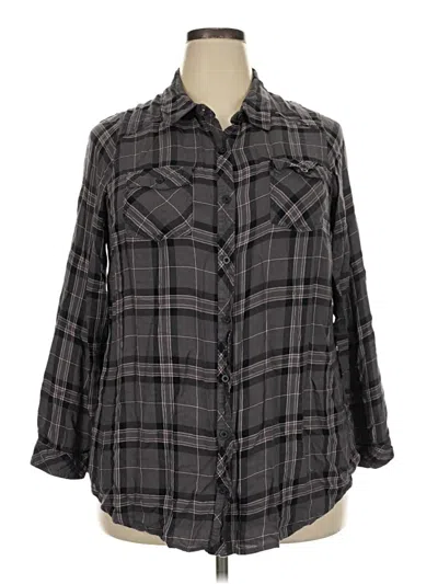 Pre-owned Torrid Long Sleeve Button Down Shirt In Gray