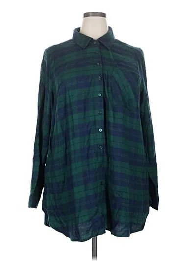 Pre-owned Torrid Long Sleeve Button Down Shirt In Green