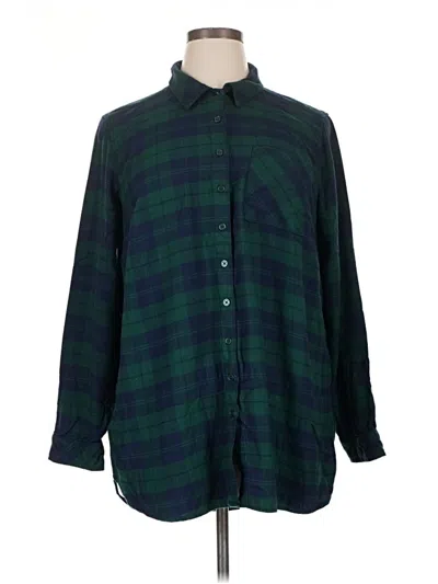Pre-owned Torrid Long Sleeve Button Down Shirt In Green