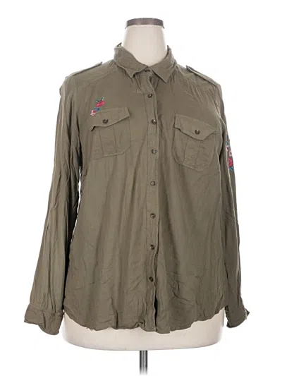 Pre-owned Torrid Long Sleeve Button Down Shirt In Green
