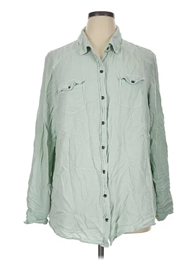 Pre-owned Torrid Long Sleeve Button Down Shirt In Green