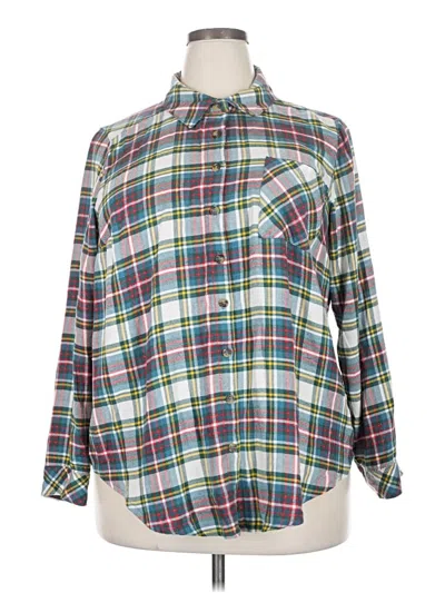 Pre-owned Torrid Long Sleeve Button Down Shirt In Green