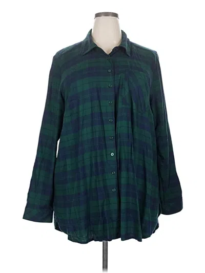Pre-owned Torrid Long Sleeve Button Down Shirt In Green