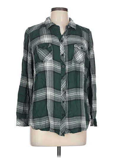 Pre-owned Torrid Long Sleeve Button Down Shirt In Green