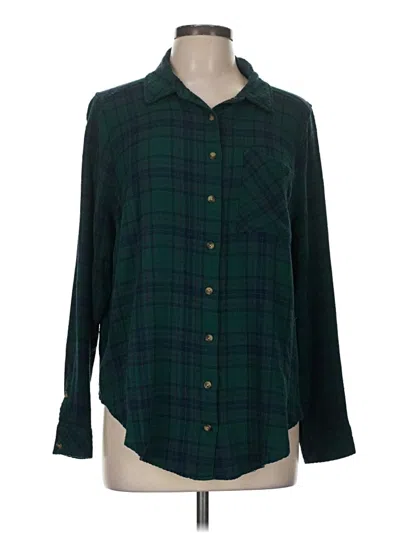 Pre-owned Torrid Long Sleeve Button Down Shirt In Green
