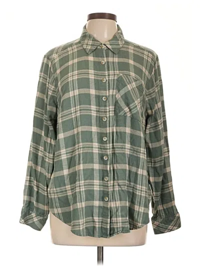 Pre-owned Torrid Long Sleeve Button Down Shirt In Green