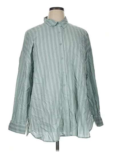 Torrid Long Sleeve Button Down Shirt In Green