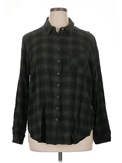 Pre-owned Torrid Long Sleeve Button Down Shirt In Green