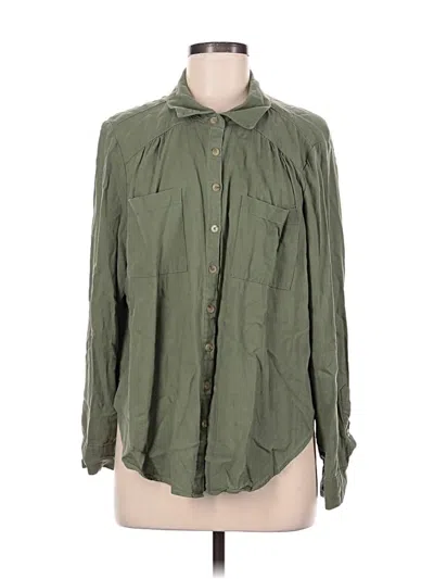 Pre-owned Torrid Long Sleeve Button Down Shirt In Green