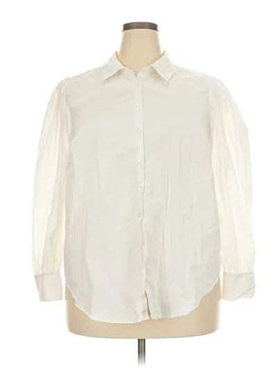 Pre-owned Torrid Long Sleeve Button Down Shirt In Ivory