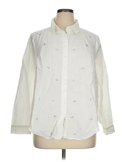 Pre-owned Torrid Long Sleeve Button Down Shirt In Ivory