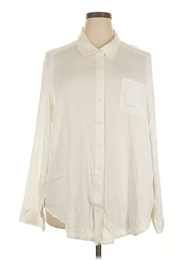 Pre-owned Torrid Long Sleeve Button Down Shirt In Ivory