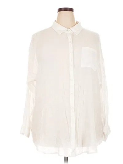 Pre-owned Torrid Long Sleeve Button Down Shirt In Ivory