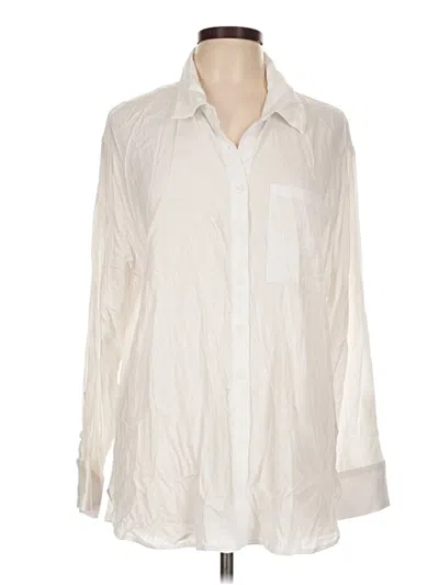 Pre-owned Torrid Long Sleeve Button Down Shirt In Ivory