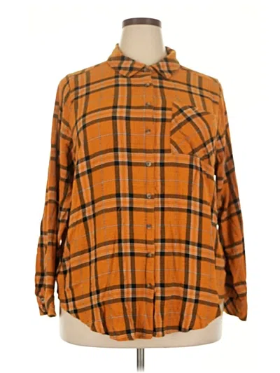 Pre-owned Torrid Long Sleeve Button Down Shirt In Orange