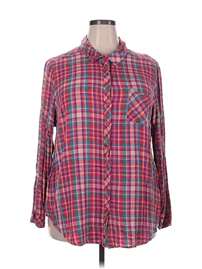 Pre-owned Torrid Long Sleeve Button Down Shirt In Pink
