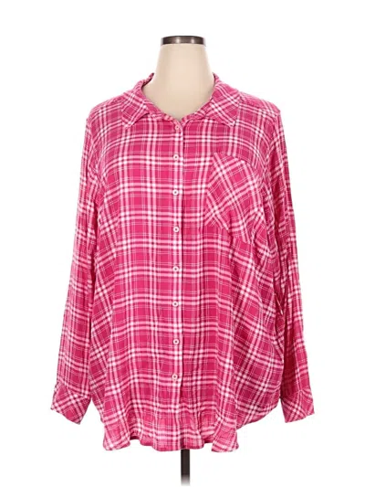 Pre-owned Torrid Long Sleeve Button Down Shirt In Pink