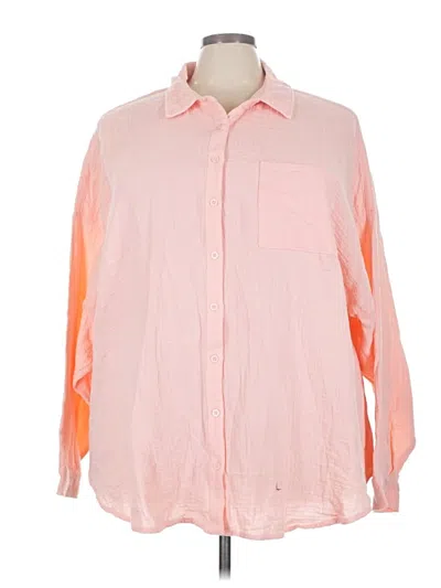 Pre-owned Torrid Long Sleeve Button Down Shirt In Pink