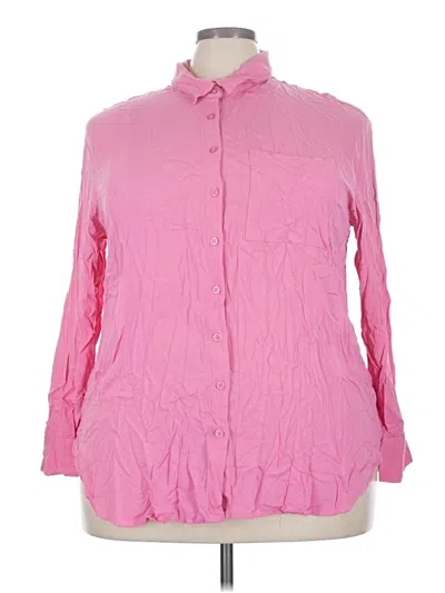 Pre-owned Torrid Long Sleeve Button Down Shirt In Pink