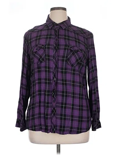 Pre-owned Torrid Long Sleeve Button Down Shirt In Purple