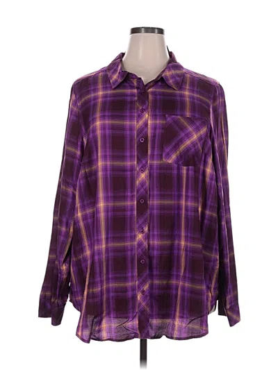 Torrid Long Sleeve Button Down Shirt In Purple