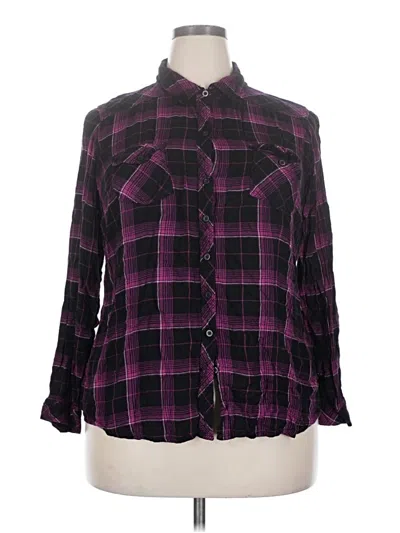 Pre-owned Torrid Long Sleeve Button Down Shirt In Purple