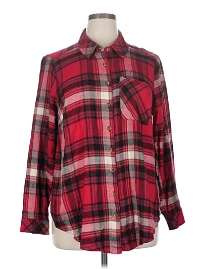 Pre-owned Torrid Long Sleeve Button Down Shirt In Red