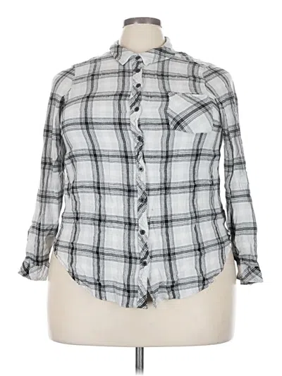 Pre-owned Torrid Long Sleeve Button Down Shirt In Silver