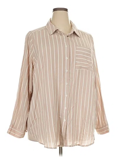 Pre-owned Torrid Long Sleeve Button Down Shirt In Tan